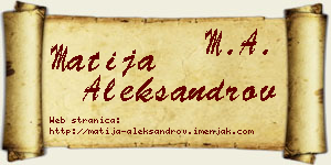 Matija Aleksandrov vizit kartica